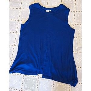 Daisy Fuentes Womens Sleeveless Blue Top Shirt Size 1X Slit Front & Back NEW